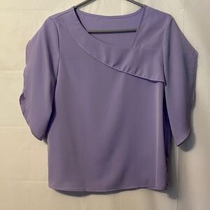 SHEIN Lavender Ruffle-Trim Blouse
